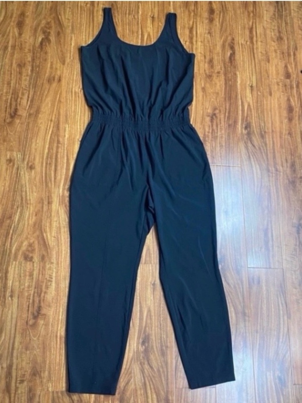 Athleta Women's Black Scoop Neck Sleeveless Straight Jumpsuit Size 14 Casual